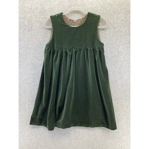 Unbranded Girl's Dress Vintage A Line Green Velvet Sleeveless Size 6